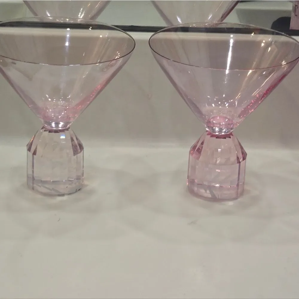 At Home Elegant Pink Crystal‎  Martini Glasses Set